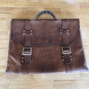 Vintage Leather Flap Over Gentlemen‘s Briefcase Brown / distressed